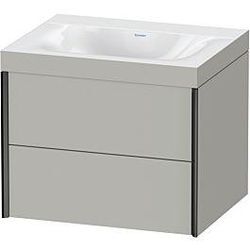 Duravit XViu Waschtisch-Unterschrank XV4614NB207C 60x48cm, 2 Schubkästen, ohne Hahnloch, schwarz matt, Rahmen C, betongrau matt