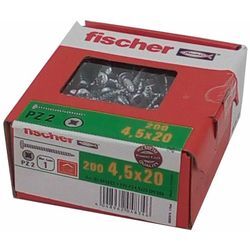 Fischer - 200x Spanplattenschrauben 4,5 x 20 PZ2 Kreuzschlitz verzinkt Vollgewinde