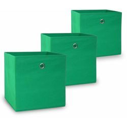 Faltbox Aufbewahrung Korb Faltbare Aufbewahrungsbox Stoffbox Oslo im 3er Set - Grün - Grün - Vladon