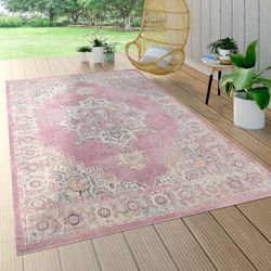 Paco Home - Outdoor Teppich Wetterfest Balkon Küche Marokkanisch Ornamente Mandala Pink 60x100 cm