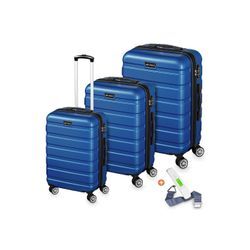 VESKA Trolleyset Hartschalenkoffer Kofferset 3 teilig mit TSA Zahlenschloss 4 Rollen, ABS-Hartschale, Reisekoffer Trolley Rollkoffer Koffer, blau