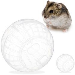 2 x Hamsterball, Laufkugel für Hamster & Mäuse, Bewegung, Nagerspielzeug zum Laufen, Kunststoff, 14 cm, transparent