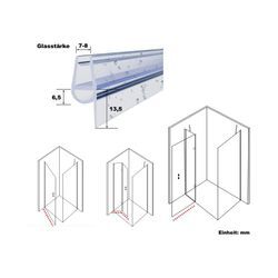 Duschdichtung unten gerade Wasserabweiser Dichtungsprofile Ersatzdichtung für 8 mm Glasstärke 80 cm - Witen&nock