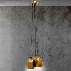 Hängelampe 3 flammige, E27 Fassung, 120,5 cm / Ø15 cm, Altgold, aus Metall, Vintage Industriedesign, Pendelleuchte Pendellampe Deckenlampe