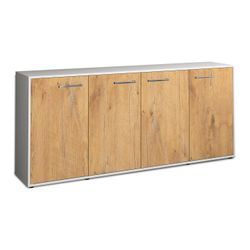 Sideboard Elana | Korpus Weiß | Eiche mit Griffen (180x79x35cm)