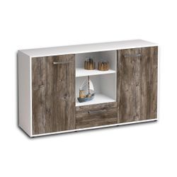 Sideboard Desideria | Korpus Weiß | Treibholz mit Griffen (136x79x35cm)