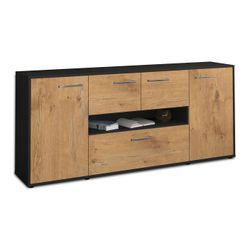 Sideboard Elisabetta | Korpus Anthrazit | Eiche mit Griffen (180x79x35cm)