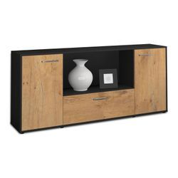 Sideboard Ella | Korpus Anthrazit | Eiche mit Griffen (180x79x35cm)