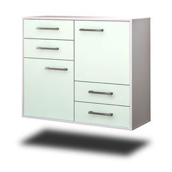 Sideboard Little Rock | Korpus Weiß | Mint hängend mit Griffen (92x79x35cm)