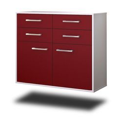 Sideboard Grand Rapids | Korpus Weiß | Rot hängend mit Griffen (92x79x35cm)