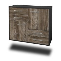 Sideboard Little Rock | Korpus Anthrazit | Treibholz hängend mit Griffen (92x79x35cm)