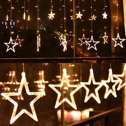 Trade Shop - led Sternenvorhang Lichterkette Weihnachtsbeleuchtung große Sterne kleine Sterne, zusätzliche led Dekoration Fenster 8