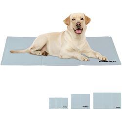 Relaxdays - Kühlmatte Hund, selbstkühlend, abwischbar, robust, mit Gel, Kühldecke für Tiere, Kältedecke 60 x 100 cm, grau