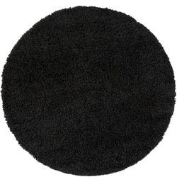 Teppich Rund Hochflor Wohnzimmer Shaggy Langflor Weich Flauschig Modern Unifarben ø 80 cm Rund, Schwarz - Paco Home