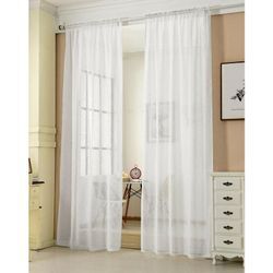 Gardinen transparent mit Kräuselband Vorhang Leinenoptik Halbtransparent Voile Leinenvorhang Stores Fensterschal Dekoschal Wohnzimmer Kinderzimmer