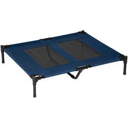 Pawhut - Hundebett Hundeliege Outdoor Katzenbett Haustierbett Schlafplatz Metall 600D Oxford-Gewebe Blau 91,5 x 76,2 x 18 cm - Blau+Schwarz