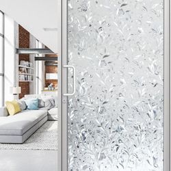 Sichtschutzfolie 3D Fensterfolie Selbstklebend Spiegelfolie Sonnenschutzfolie Blumen 90x200cm - Weiß - Vingo
