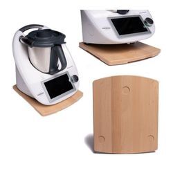 nm_trade Küchenmaschinen Zubehör-Set Gleitbrett für Thermomix TM5 TM6 aus Massivholz Holzbrett mit Griff, Zubehör für Thermomix TM5, Thermomix TM6, mit Griff Gleiter Slider, braun