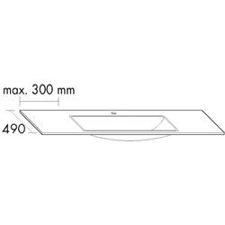 Burgbad Verlängerung linksseitig zu Keramik Waschtisch alpinweiss, H:12mm, Tiefe:490mm, KBAW999LC00 KBAW999LC0001