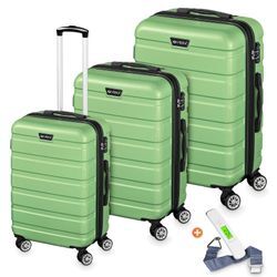 Veska Hartschalenkoffer Kofferset "Nizza" 3 teilig mit TSA Zahlenschloss 4 Rollen ABS-Hartschale, Reisekoffer Trolley Rollkoffer Koffer - oliv-grün