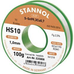 HS10 2,5% 1,0MM SN99,3CU0,7 cd 100G Lötzinn, bleifrei bleifrei, Spule Sn99,3Cu0,7 ROM1 100 g - Stannol