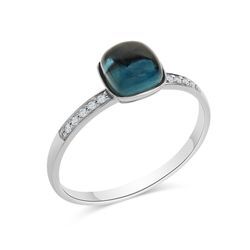 Diamonds by Ellen K. Ring 585 Gold Blautopas Diamant 0,054ct.