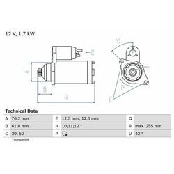 BOSCH Starter 12V für SKODA VW SEAT AUDI 02M911024 02M911023NX 02M911024NX 0 986 020 260