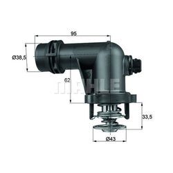 MAHLE Thermostat, Kühlmittel mit Dichtung für BMW 1437085 11531437085 11531436042 TM 15 105