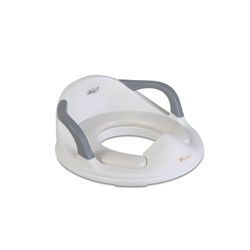 Moni Toilettenaufsatz Toilettensitz Orbit mit Griffe, anatomischer Sitz, Adapter grau