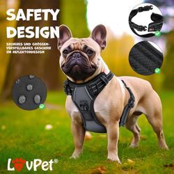 Lovpet® Hundegeschirr ohne Zug & würgen für Hunde & Welpen atmungsaktiv & weich Brustgeschirr reflektierend No-Pull-Geschirr inkl. Beutelrollen Verstellbares Geschirr mit Griff