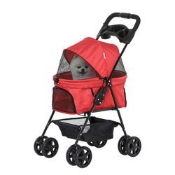 PawHut Hundewagen mit Becherhalter grau 67L x 45B x 96H cm