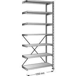 Steckregal, verzinkt, 7 Böden, Höhe 3000 mm, Bodenbreite 1200 mm, Tiefe 1000 mm, Anbauregal