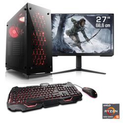 CSL Gaming-PC-Komplettsystem "HydroX V28119", F (A-G), schwarz, Microsoft Windows 11 Home (64 Bit), 16 GB RAM 1000 GB SSD, Computer-Komplettsysteme