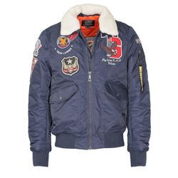 Bomberjacke TOP GUN "TG23002", Herren, Gr. 52 (L), blau (navy), Obermaterial: 100% Polyamid / Futter, Wattierung, Strick, Kunstfell: 100% Polyester, Jacken