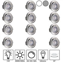 Monzana - Einbaustrahler 6er Set led Flach 68mm Dimmbar Schwenkbar Warmweiß 3000K Rund 230V Spots Deckenspots Einbauleuchten Deckenstrahler Lampe