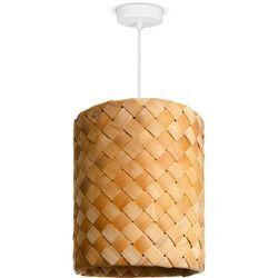 Paco Home - Pendellampe led Hängeleuchte Wohnzimmer Schlafzimmer Esszimmer Schirm Papier E27 Pendelleuchte - Weiß, Holz (Ø25cm)