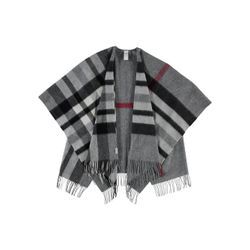 Fraas Poncho Damen Wolle kariert, grau