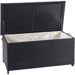 Poly-Rattan Kissenbox HHG 570, Gartentruhe Auflagenbox Truhe Premium schwarz, 51x100x50cm 170l