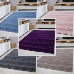 Teppich Kurzflor Modern Wohnzimmer Einfarbig Meliert Uni Pink Beige Grau Lila