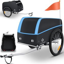 KESSER® Fahrradanhänger Lastenanhänger Transportanhänger Hochdeichsel mit Kupplung, Inkl. Abdeckung Klappfunktion Hochdeichsel Anhänge für Fahrrad Transportbox mit 120 Liter Max. 40 kg