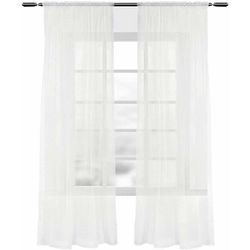 Vorhänge mit Kräuselband Stores Gardinen Creme kurz transparent 140x225cm (BxH), 2er Set Gardinen Fensterschals Voile für Wohnzimmer Schlafzimmer