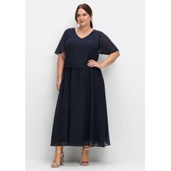 Chiffonkleid im Lagenlook, mit Schmucksteinen, tiefblau, Gr.40