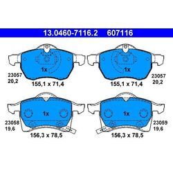 ATE Bremsbelagsatz, Scheibenbremse vorne rechts links für VAUXHALL OPEL 1605035 9195145 90544001 13.0460-7116.2