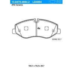 ATE Bremsbelagsatz, Scheibenbremse Ceramic vorne rechts links für MERCEDES-BENZ 4474200020 4474200220 A4474200220 13.0470-4884.2