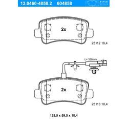 ATE Bremsbelagsatz, Scheibenbremse hinten rechts links für RENAULT VAUXHALL OPEL NISSAN 44060-00Q0H 95513821 440604591R 13.0460-4858.2