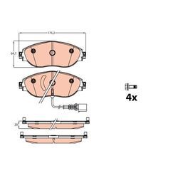 TRW Bremsbelagsatz, Scheibenbremse vorne rechts links mit Zubehör für SKODA VW SEAT CUPRA AUDI 5Q0698151G 5Q0698151AG 5Q0698151K GDB2114