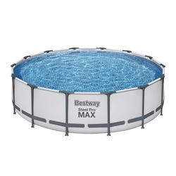 Bestway® Steel Pro MAX™ Frame Pool Komplett-Set mit Filterpumpe Ø 427 x 107 cm, lichtgrau, rund