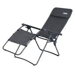 Bel-Sol Gartenliege Relaxliege anthrazit Liegestuhl Sonnenliege XL Relaxsessel Relaxstuhl, Relaxsessel mit Kopfkissen, stufenlos verstellbar, klappbar, 110 kg Tragkraft, Camping, grau