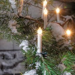 Esotec - Solar Weihnachtsbaum Lichterkette mit 20 led Kerzen - extrem lange Leuchtzeit im Winter - warmweißes led Licht 102574