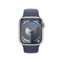 Apple Watch Series 9 (GPS + Cellular) 41mm Edelstahlgehäuse silber, Sportband blue M/L